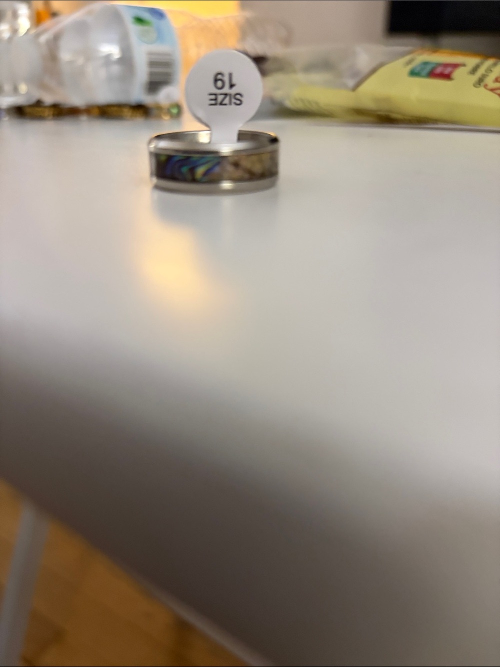 Abalone Inlay Stainless Steel Ring - Size 19
